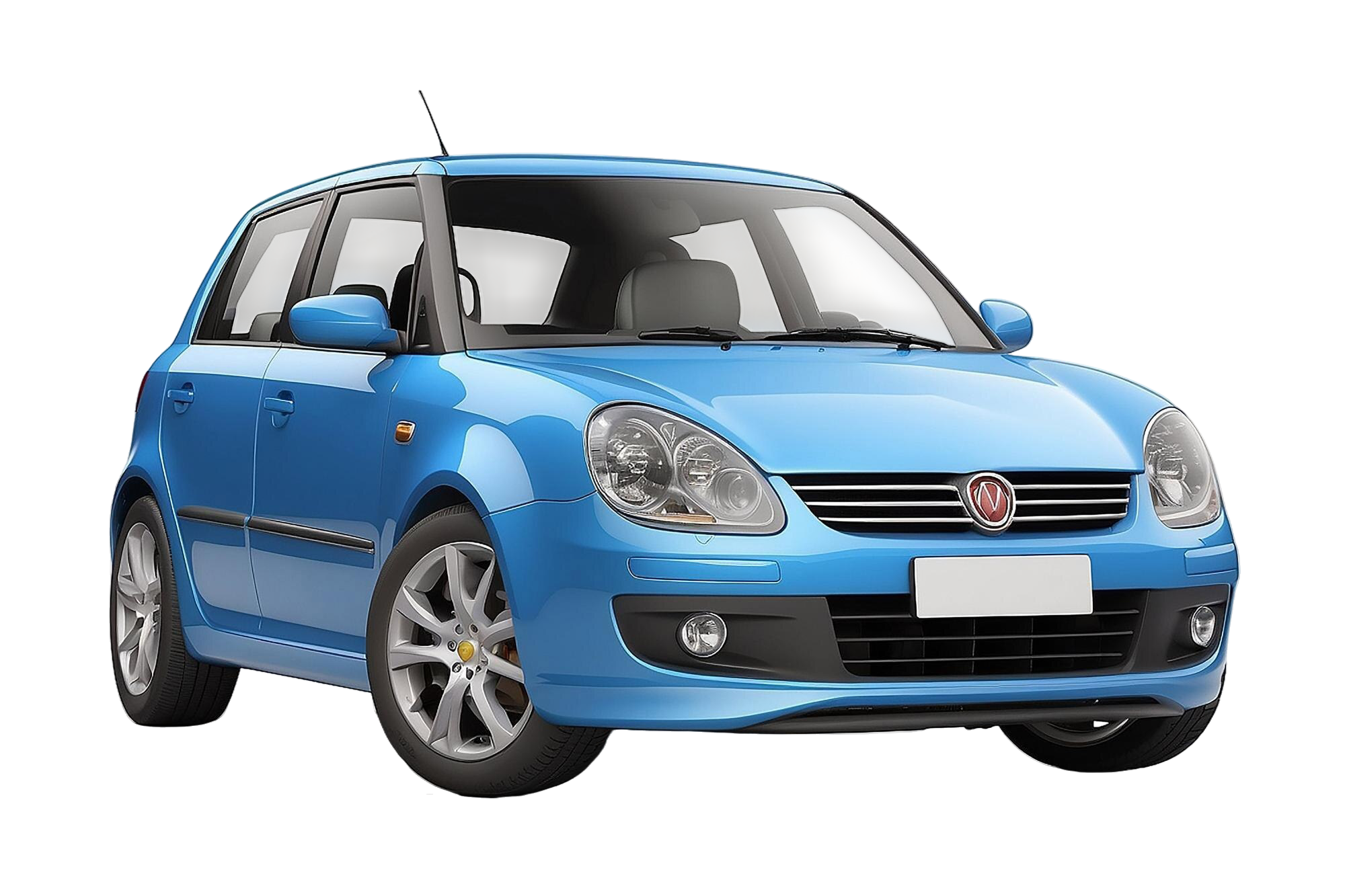 Front-three-quarter view of a dark teal compact crossover SUV featuring silver roof rails, black bumper cladding, and alloy wheels.